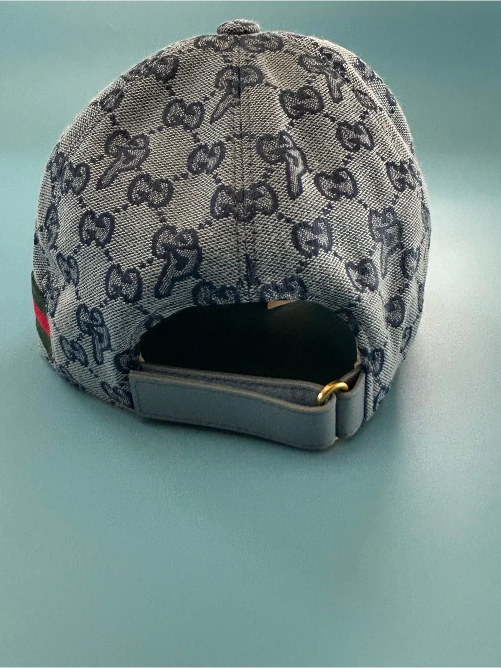 Gucci Grey Monogram Baseball Cap with Navy Logo